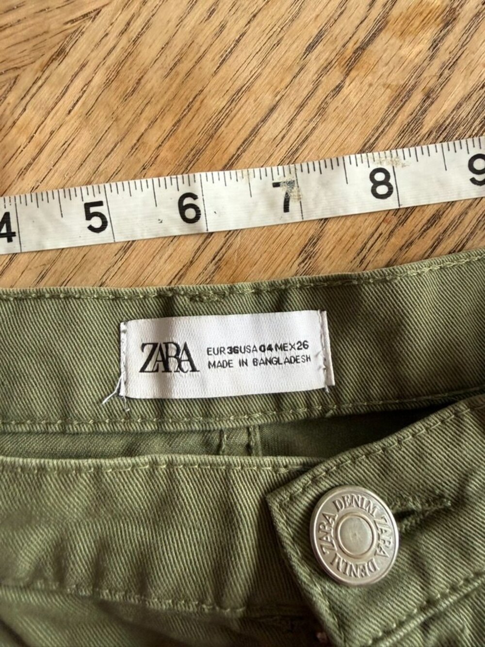 Zara Olive Green Utility Cargo Pants High Waist Straight Leg Size 4 - Picture 3 of 8